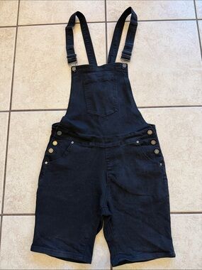 Boohoo Mens Black Denim Short Overalls
